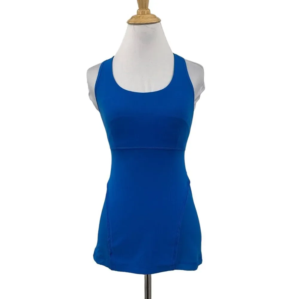 Lululemon Power Up Tank Women 6 Malibu Scoop Neck Racerback T Back Shelf Bra Top
